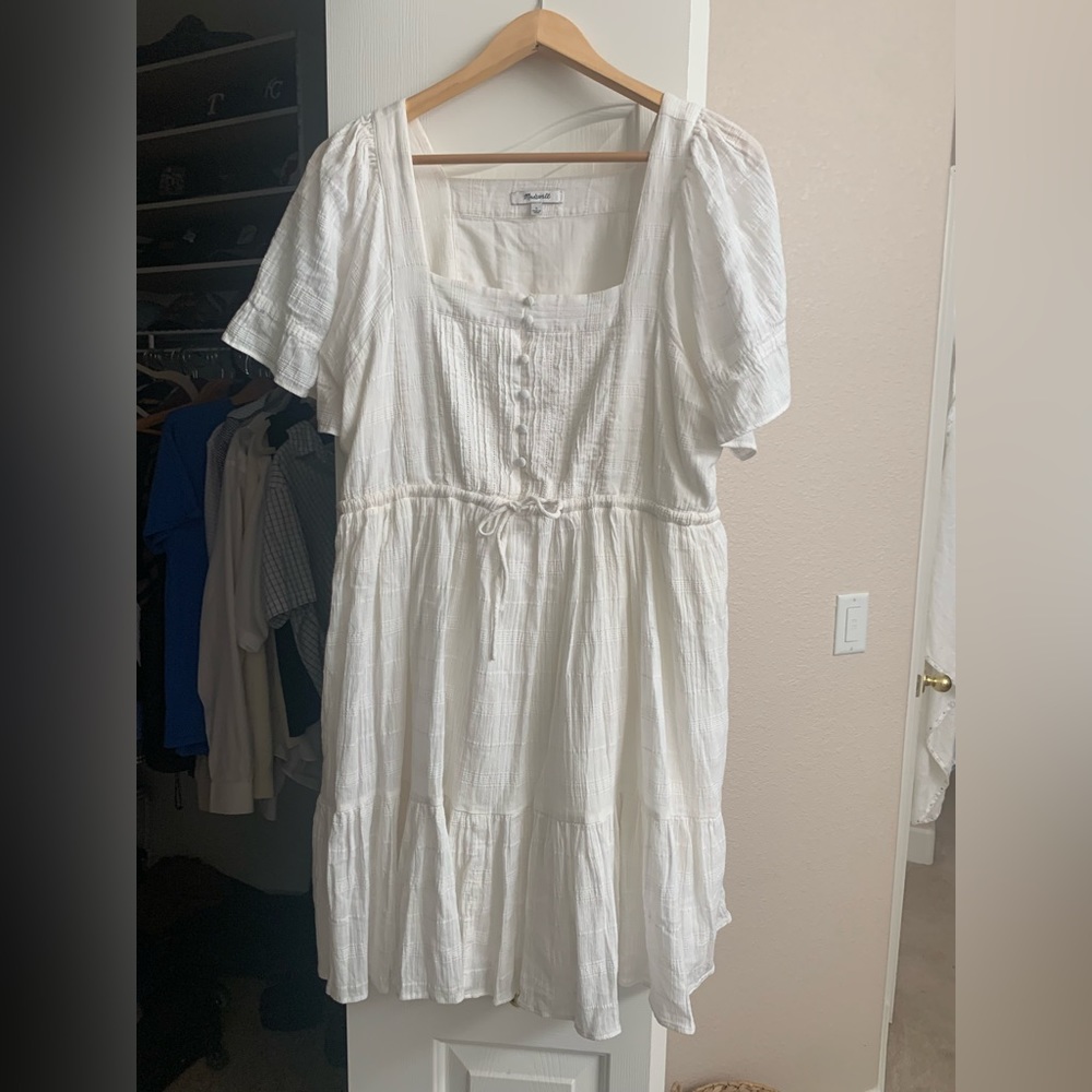 Madewell poplin wide sleeve dress, white